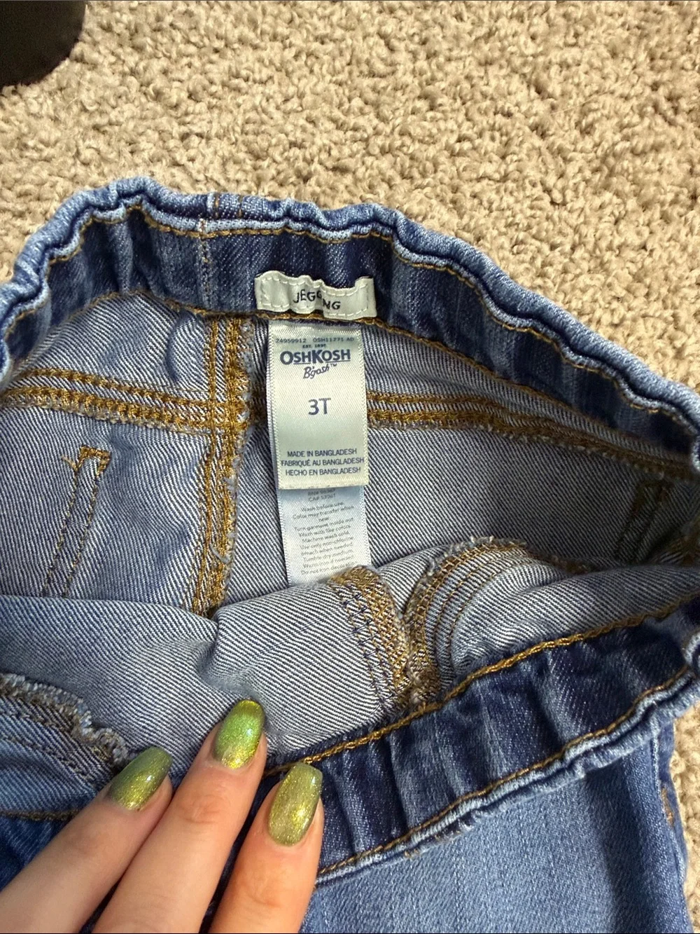 Kids Stretch Denim Jeggings - Blue & Dark Blue toddler girls 3t